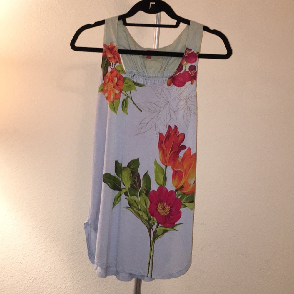 Anthropologie tropical flower print tank top